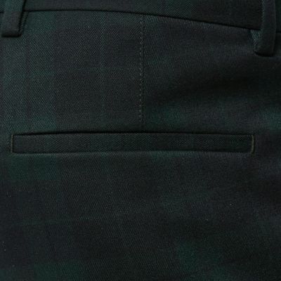 Green tartan skinny fit suit trousers